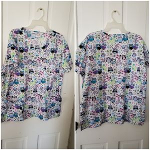 Owl theme scrub top